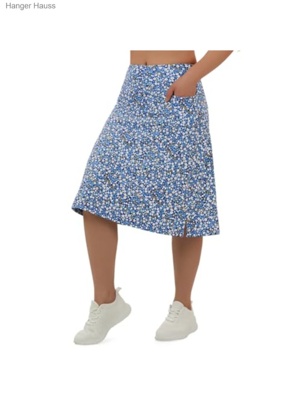 Women's Midi Skort with Pockets 24" Modest Athletic Skirt Built-in Shorts